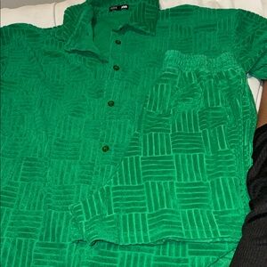 Green Textured Women's 2 piece set